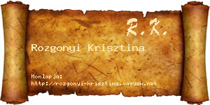 Rozgonyi Krisztina névjegykártya